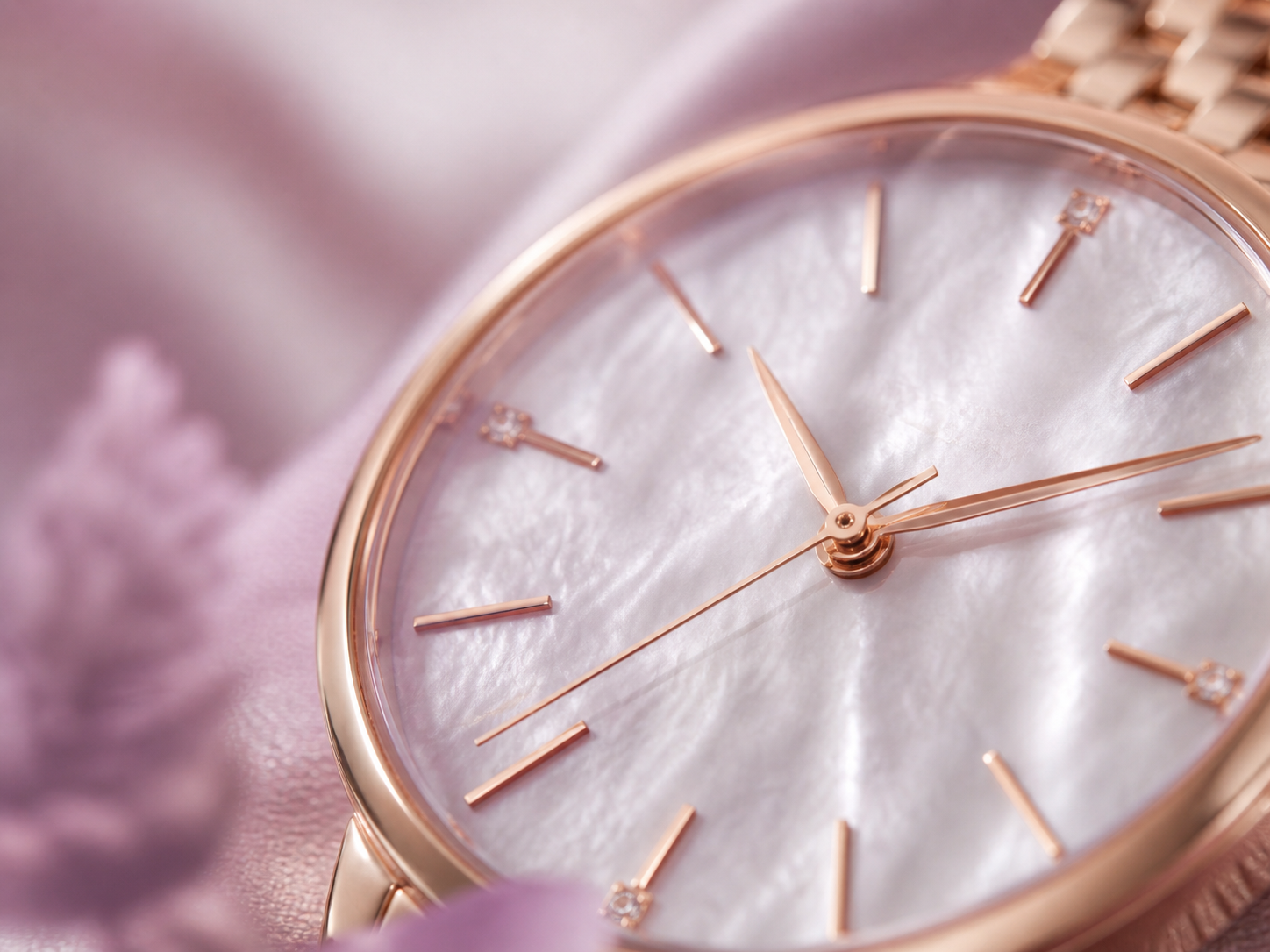 Mother-of-pearl watch dial with rose-gold markers prepared for atelier service review